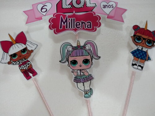 Lol Unicornio Topo de Bolo Personalizado