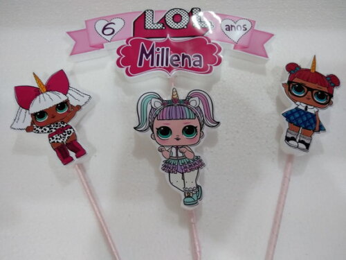 Lol Unicornio Topo de Bolo Personalizado