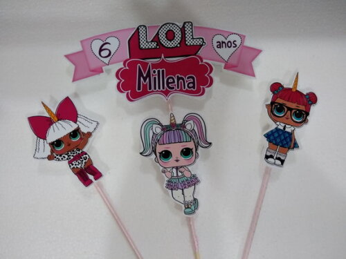 Lol Unicornio Topo de Bolo Personalizado