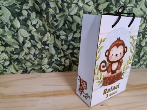 Macaquinho Sacola Personalizada Tam Médio Pronta Entrega