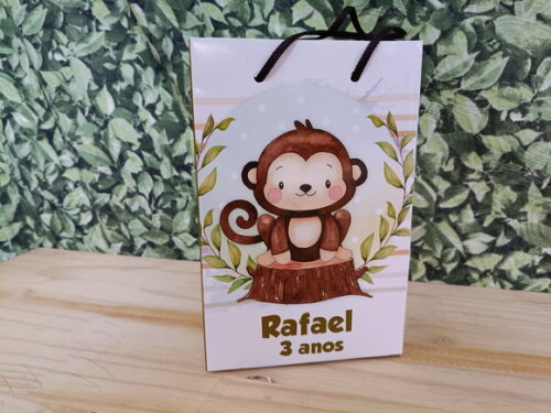 Macaquinho Sacola Personalizada Tam Médio Pronta Entrega