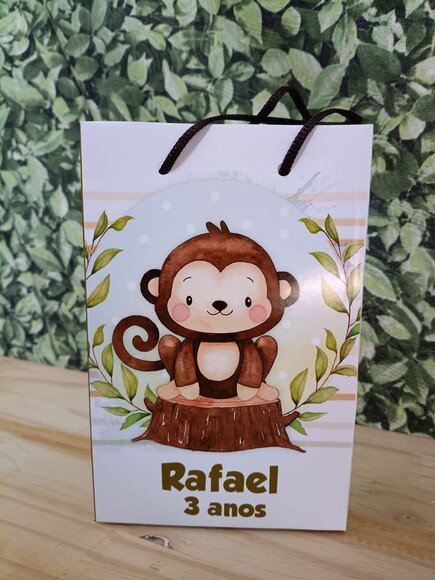 Macaquinho Sacola Personalizada Tam Médio Pronta Entrega