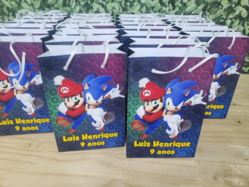Mario Vs Sonic Sacola Personalizada Pronta Entrega