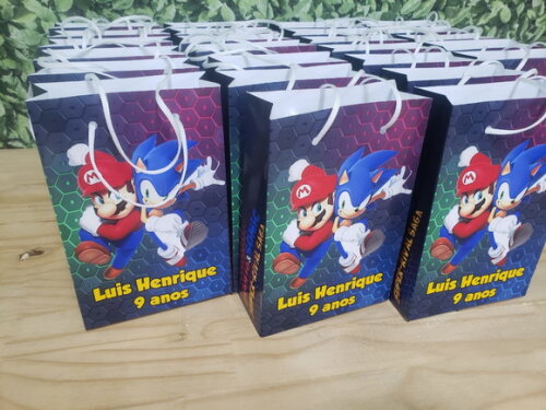 Mario Vs Sonic Sacola Personalizada Pronta Entrega