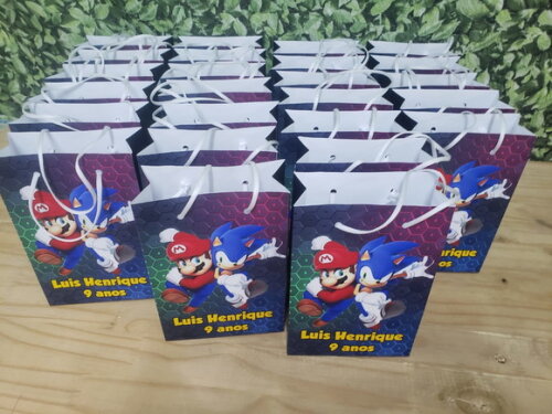 Mario Vs Sonic Sacola Personalizada Pronta Entrega