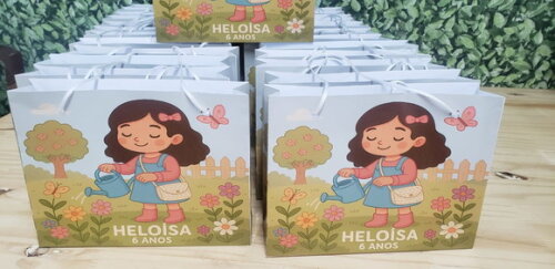 Menina no Jardim Sacola Personalizada Horizontal Pronta Entr