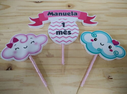 Mêsversário Topo de Bolo Personalizado Pronta Entrega