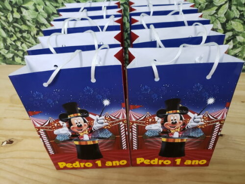 Mickey Circo Sacola Personalizada Pronta Entrega 29x20x8 cm