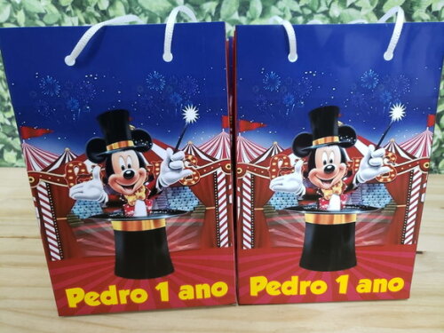 Mickey Circo Sacola Personalizada Pronta Entrega 29x20x8 cm