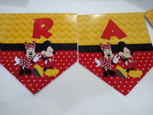 Mickey e Minie Varal Personalizado Parabens Mais Nome