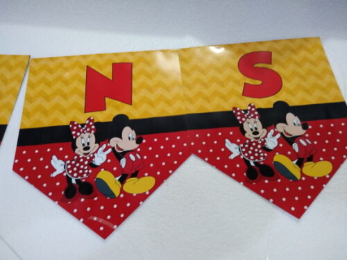 Mickey e Minie Varal Personalizado Parabens Mais Nome