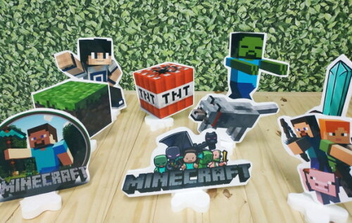 Minecraft Kit de Mesa 9 Peças Pronta Entrega