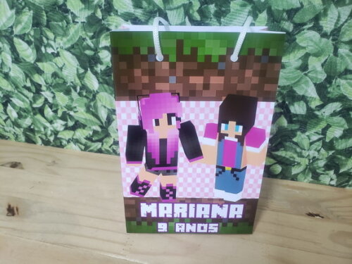 Minecraft Menina Sacola Personalizada Pronta Entrega