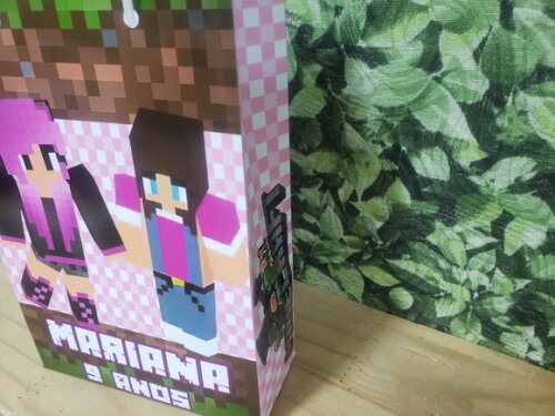 Minecraft Menina Sacola Personalizada Pronta Entrega