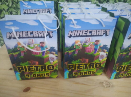 Minecraft Sacola Personalizada Grande Tam 29x20x8 cm