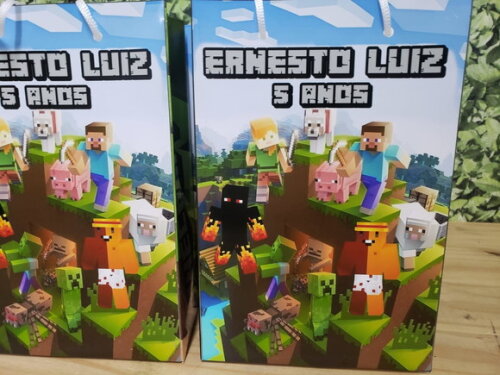 Minecraft Sacola Personalizada Média Tam 25x17x8 cm