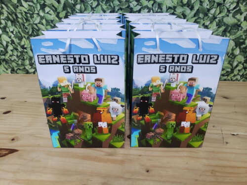 Minecraft Sacola Personalizada Média Tam 25x17x8 cm