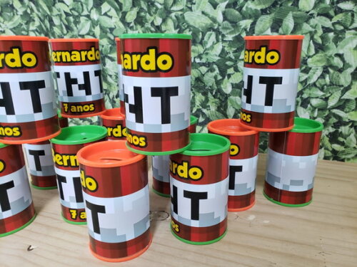 Minecraft Tnt Cofrinho Personalizado Pronta Entrega