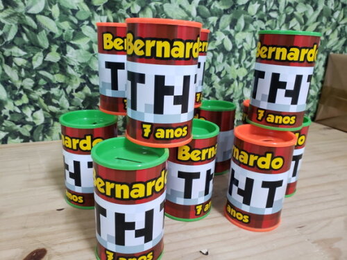 Minecraft Tnt Cofrinho Personalizado Pronta Entrega