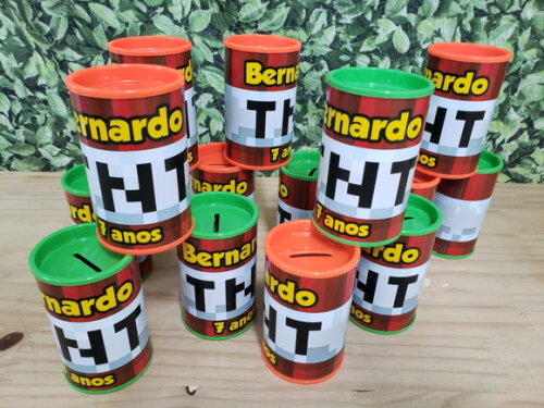 Minecraft Tnt Cofrinho Personalizado Pronta Entrega