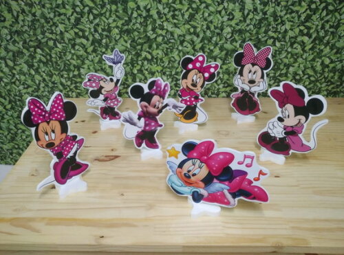 Minie Rosa Kit de Mesa Displays 7 Peças Pronta Entrega