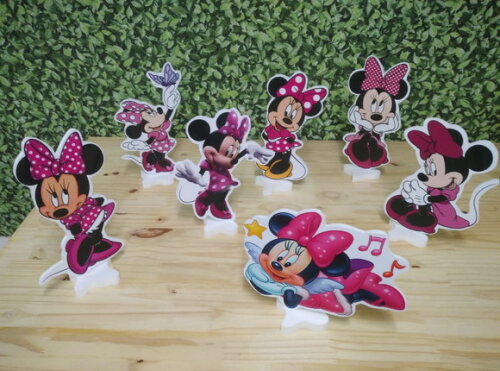 Minie Rosa Kit de Mesa Displays 7 Peças Pronta Entrega