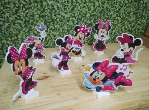 Minie Rosa Kit de Mesa Displays 7 Peças Pronta Entrega