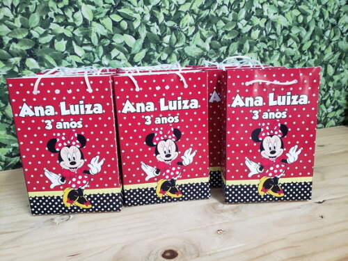 Minie Vermelha Sacola Personalizada Pronta Entrega