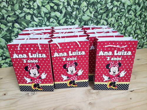 Minie Vermelha Sacola Personalizada Pronta Entrega