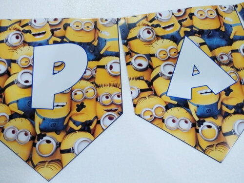 Minions Varal Faixa Personalizado Parabens + Nome
