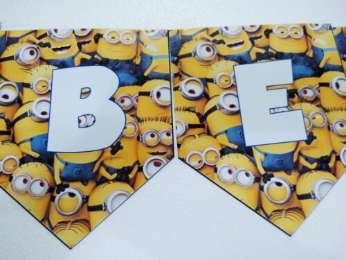 Minions Varal Faixa Personalizado Parabens + Nome