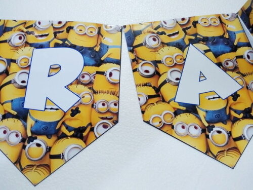 Minions Varal Faixa Personalizado Parabens + Nome