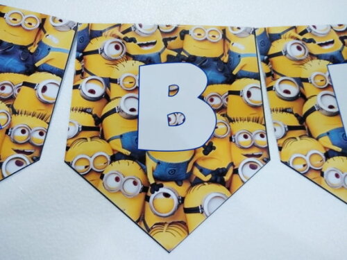 Minions Varal Faixa Personalizado Parabens + Nome