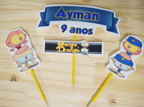 Mongo e Drongo Topo de Bolo Personalizado P Entrega