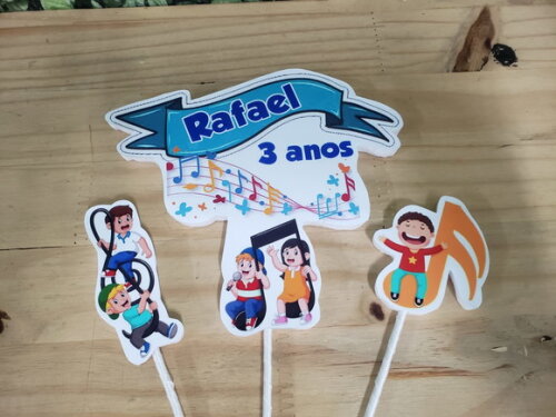 Musical Topo de Bolo Personalizado Pronta Entrega