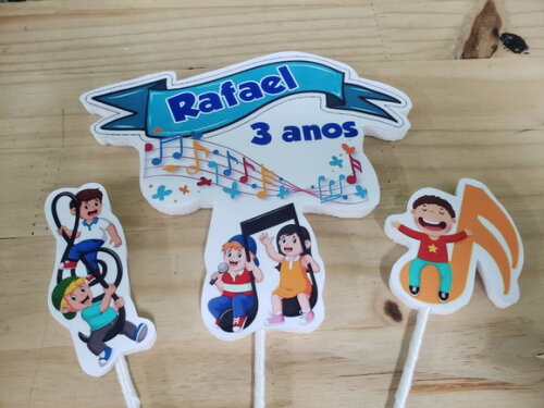Musical Topo de Bolo Personalizado Pronta Entrega