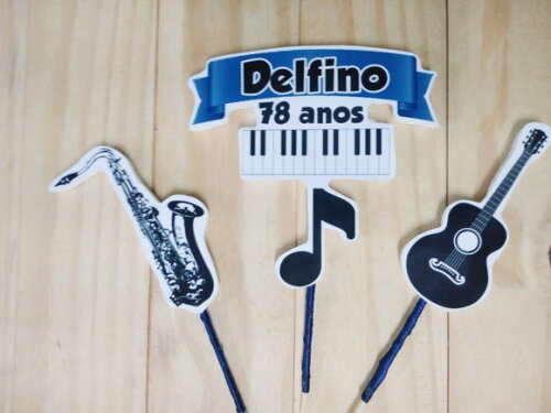 Musical Topo de Bolo Personalizado Pronta Entrega