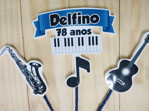 Musical Topo de Bolo Personalizado Pronta Entrega