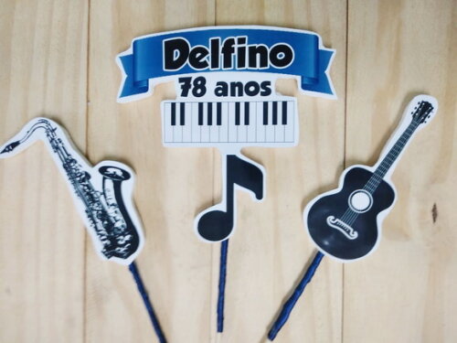Musical Topo de Bolo Personalizado Pronta Entrega