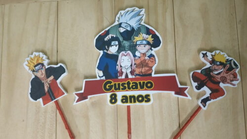 Naruto Topo de Bolo Personalizado 3 Varetas