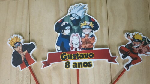 Naruto Topo de Bolo Personalizado 3 Varetas