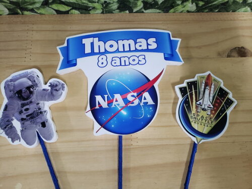 Nasa Astronauta Topo de Bolo Personalizado Pronta Entrega