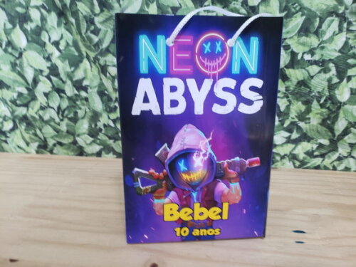 Neon Gamer Sacola Personalizada Tam 25x17x8cm Pronta Entrega