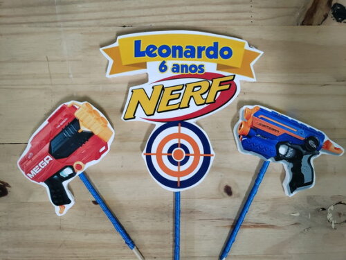 Nerf Topo de Bolo Personalizado Pronta Entrega