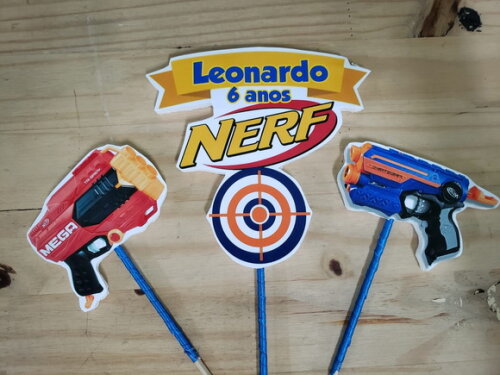 Nerf Topo de Bolo Personalizado Pronta Entrega