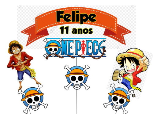 One Piece Topo de Bolo Personalizado P Entrega
