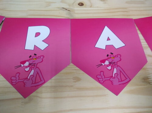 Pantera Cor de Rosa Varal Personalizado Pronta Entrega