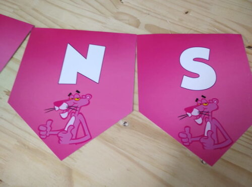 Pantera Cor de Rosa Varal Personalizado Pronta Entrega