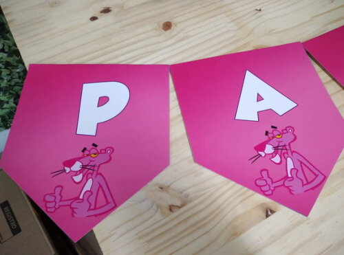 Pantera Cor de Rosa Varal Personalizado Pronta Entrega