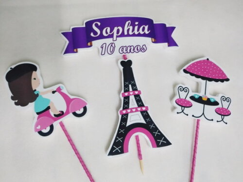 Paris Topo de Bolo Personalizado